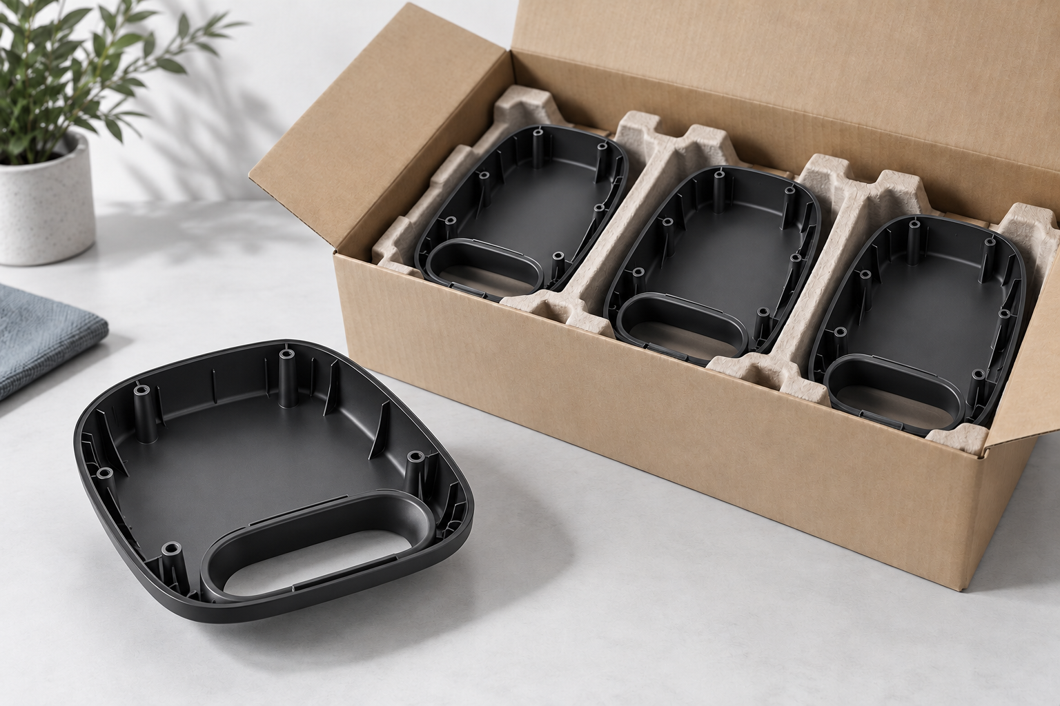 Finished housings packed in a carton